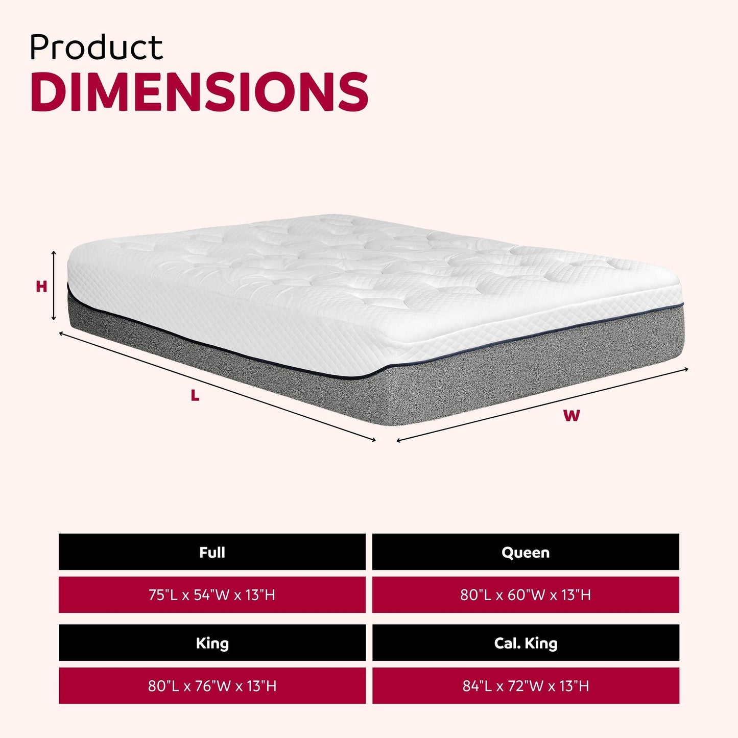 Ultra Plush 13" Gel Memory Foam Mattress For King Size Bed With Double Layered Jacquard Cover - Gray / White