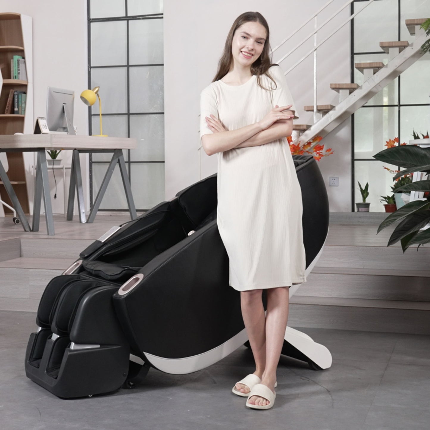 SL Type Pulley Guide, 2D Motor-Massage Manipulator-Space Saver Design, Track Sliding Zero Gravity Multifunction Massage Chair - Black