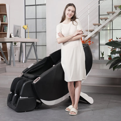 SL Type Pulley Guide, 2D Motor-Massage Manipulator-Space Saver Design, Track Sliding Zero Gravity Multifunction Massage Chair - Black