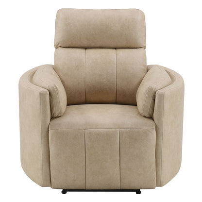Elison - Motion Glider Recliner With Swivel - Dark Beige Polish Microfiber