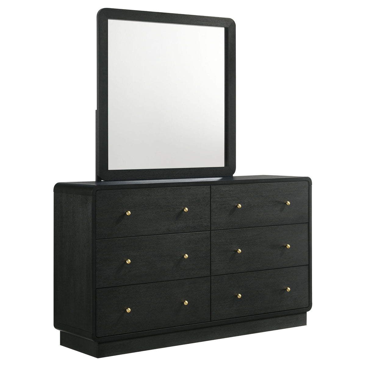 Burton - 6 Drawer Dresser With Mirror - Black