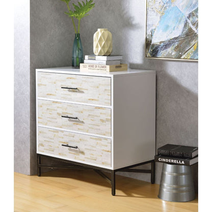 Uma - Accent Table - White & Weathered Wood Pattern - 33"