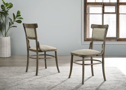 Bistro - Wide Contemporary Fabric Dining Chair With Cushion (Set of 2) - Vintage Walnut