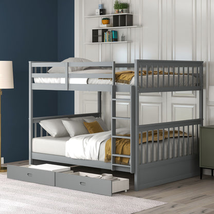 Bunk Bed With Ladders And 2 Storage Drawers