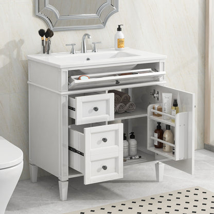 Bathroom Vanity With Top Sink, Storage Cabinet With 2 Drawers, Tip Out Drawer