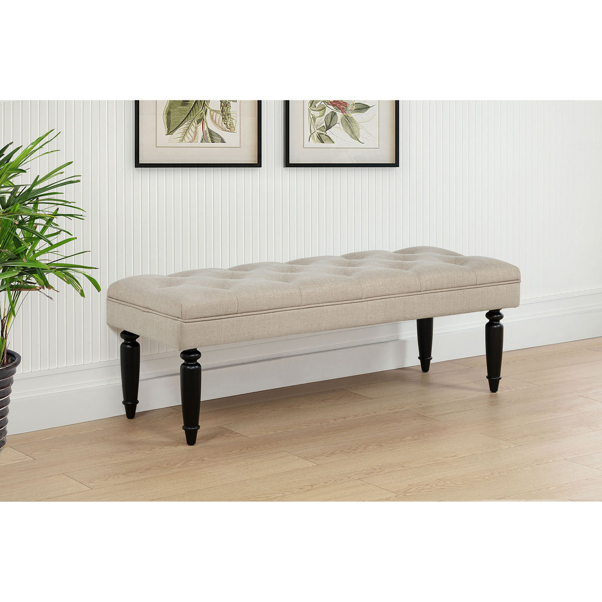 Upholstered Entryway Accent Bench - Beige