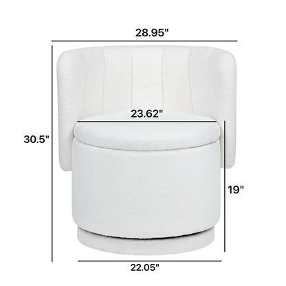 Modern 360 Degree Swivel Back Sofa Chair With Storage Space Boucle, Perfect For Bedroom And Living Room - Beige