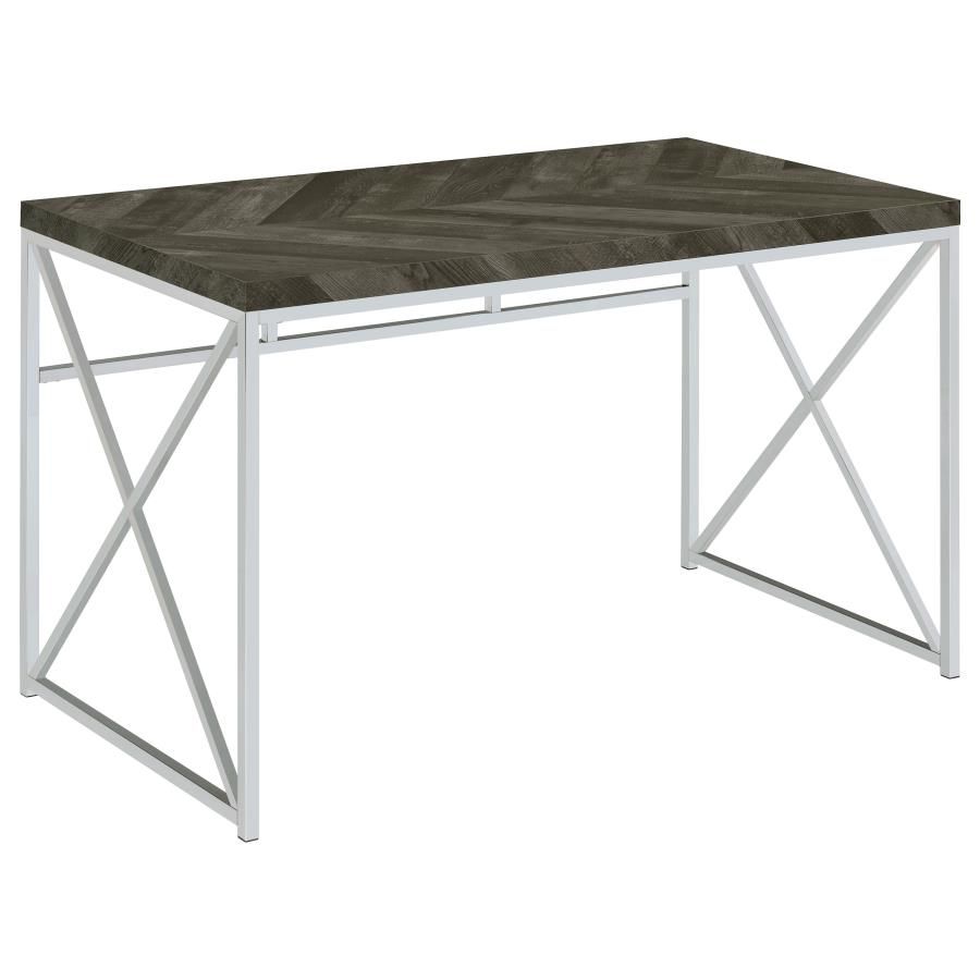 Grimma - Writing Office Desk - Rustic Gray And Chrome