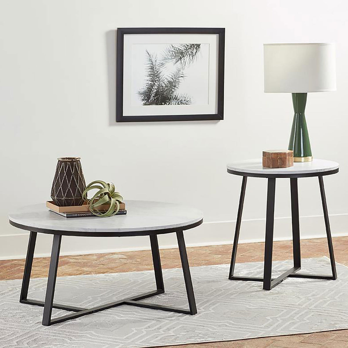 Melisa - 2 Piece Coffee And End Table Set - White Marble