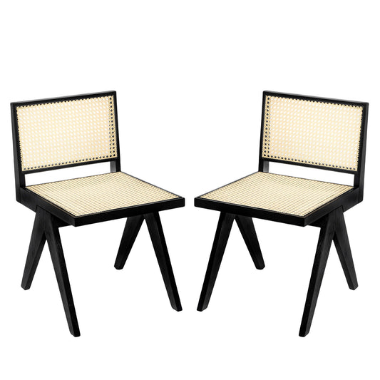 Chandigarh Dining Room Chairs With Natural Rattan (Set of 2)