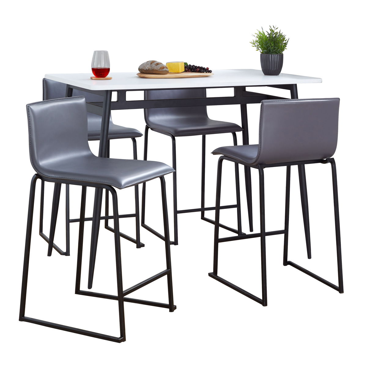 Marcel Mara - 5 Piece Upholsted, Contemporary Counter Height Dining Set