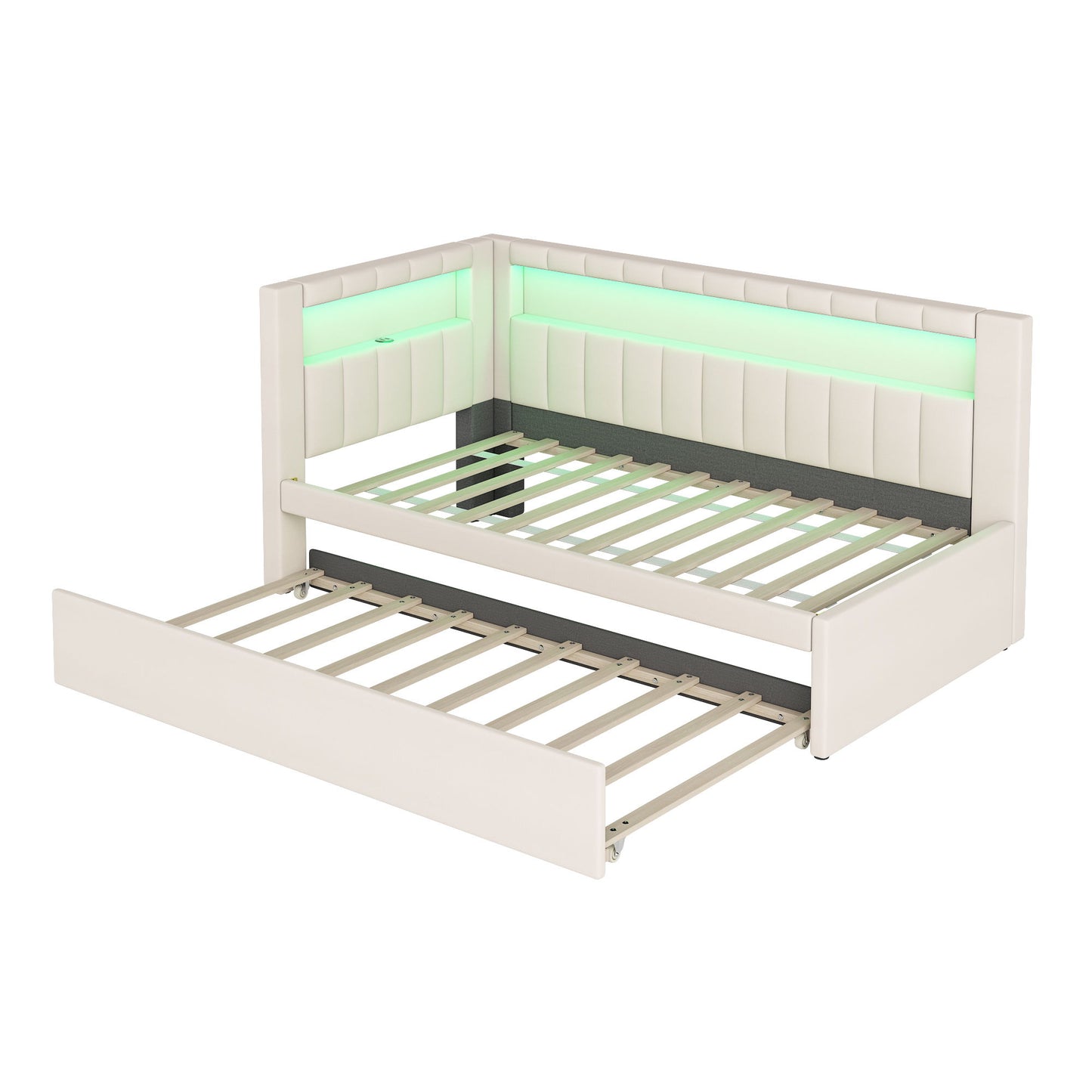 Upholstered Platform Bed With USB Ports And LED Belt