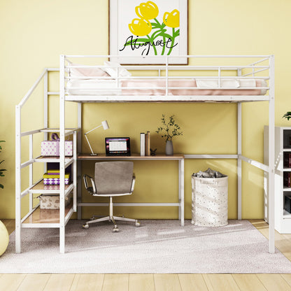 Loft Bed With Desk And Lateral Storage Ladder