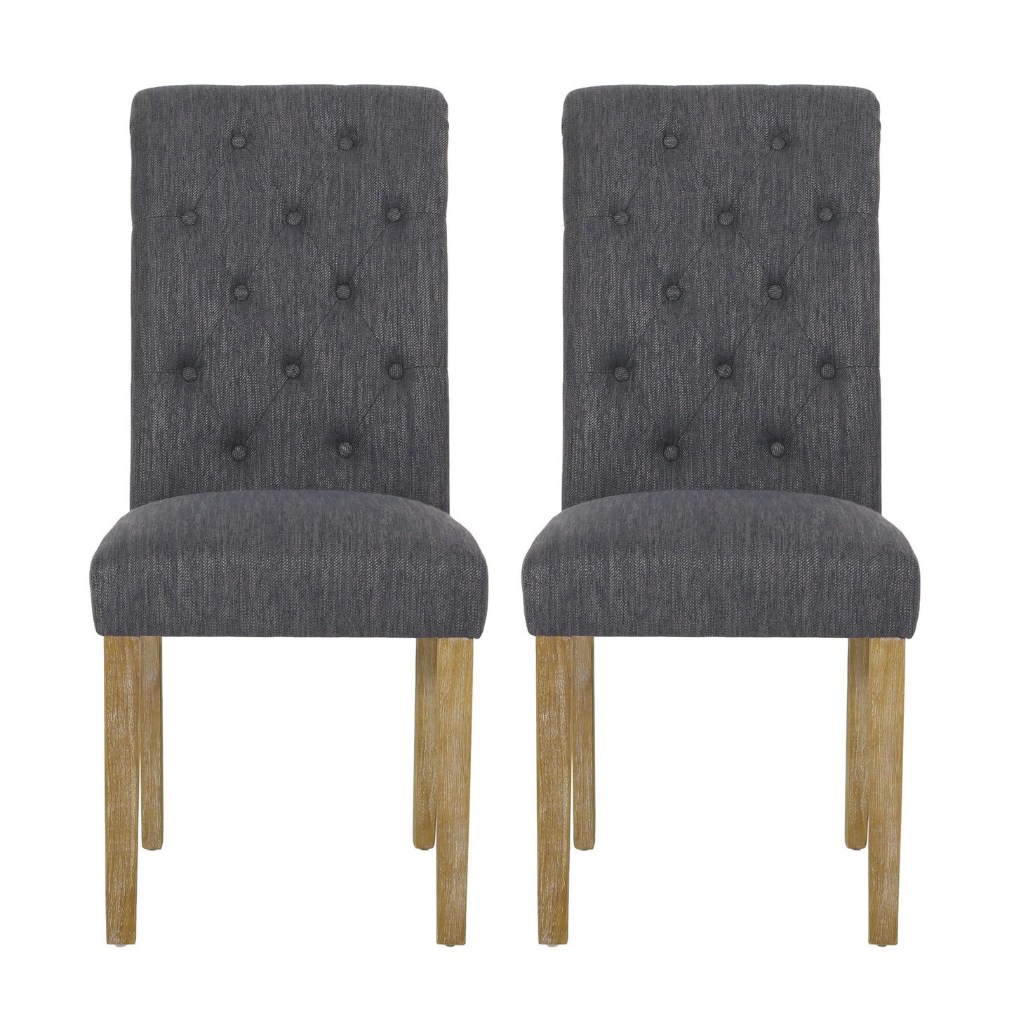 Contemporary Dining Chair (Set of 2) With Button Tufted Design - Charcoal