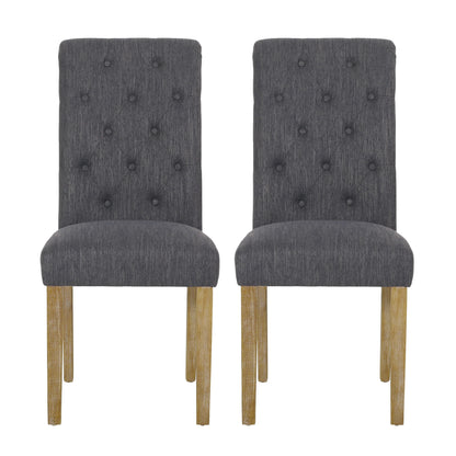 Contemporary Dining Chair (Set of 2) With Button Tufted Design - Charcoal