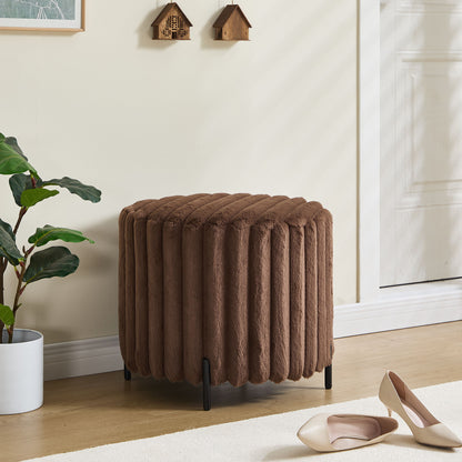 Wide Upholstered Round Pouf Ottoman Foot Rest