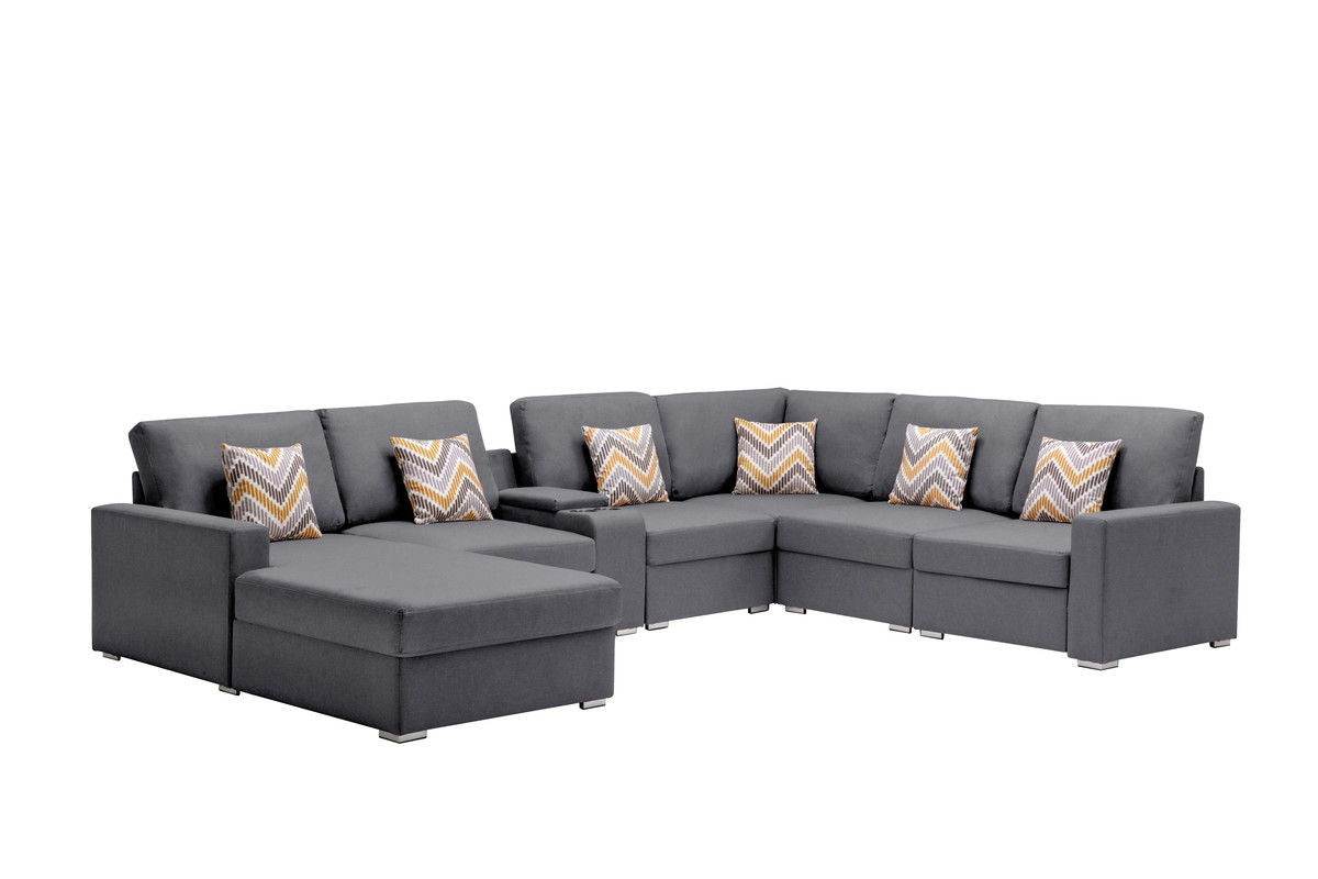 Nolan - 7 Piece Sectional Sofa With Pillows And Interchangeable Legs