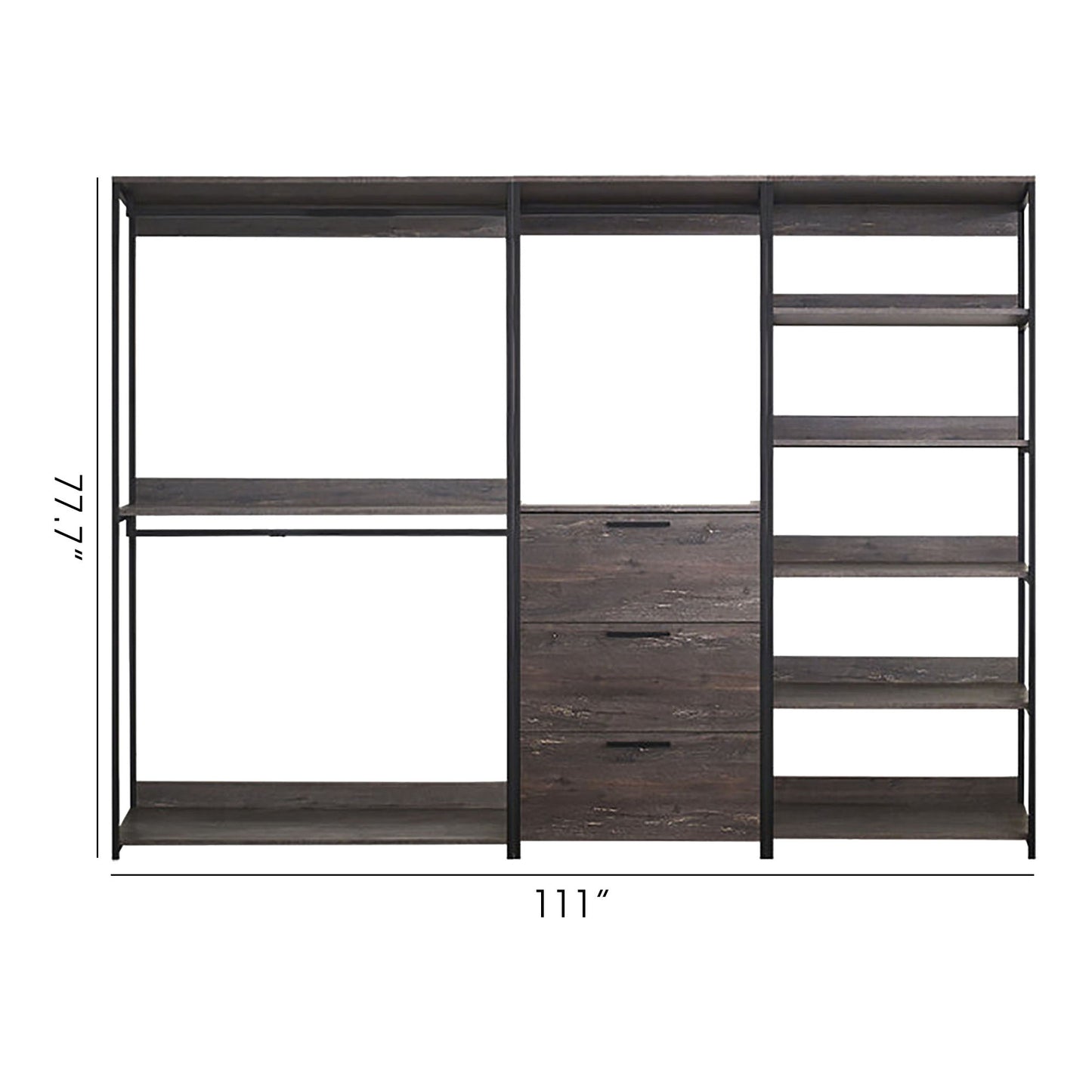 Monica - Wood Walk In Closet System With Spacious Storage In Wood And Metal Frame - Gray
