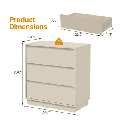 3 Drawer Nightstand, Bedroom Side Table