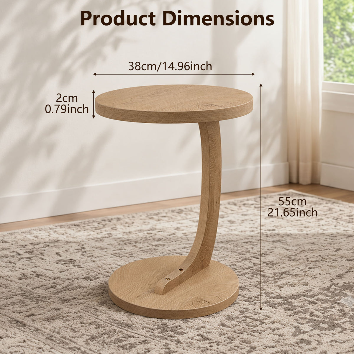 C - Shaped End Table With Sturdy Base