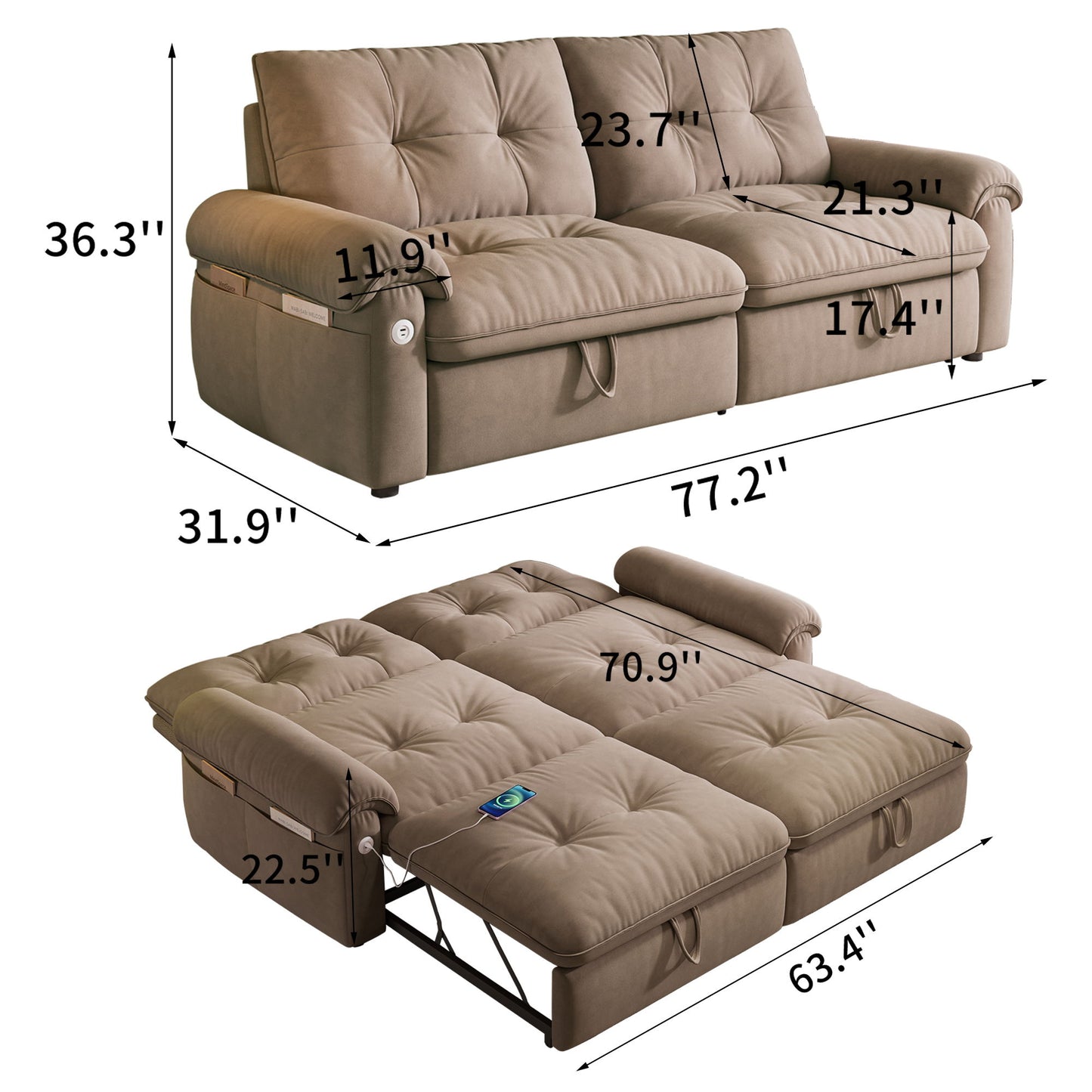 Convertible Cloud Like Sofa Bed
