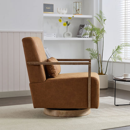 Swivel Modern Upholstered Accent Chair With Armrests