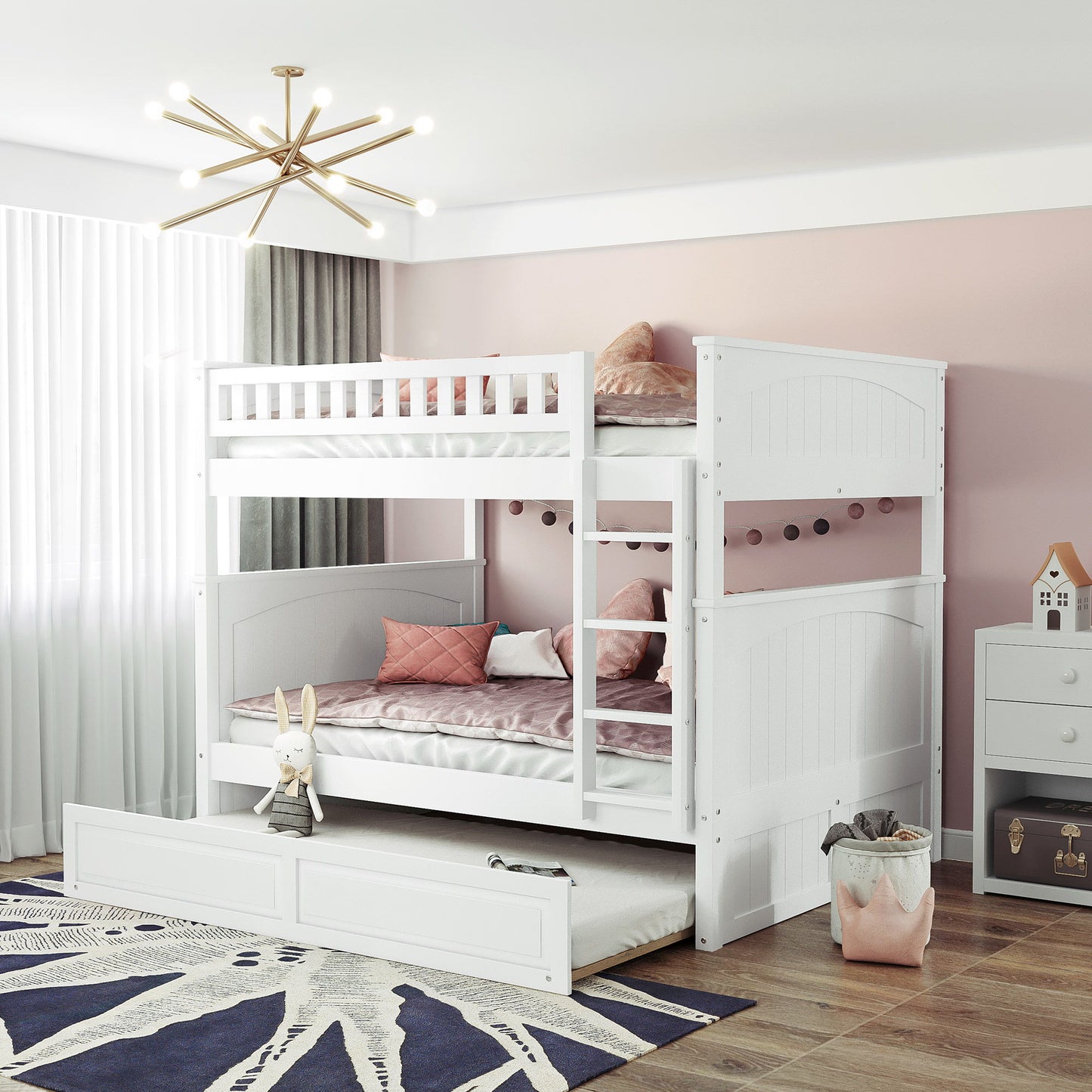 Bunk Bed With Twin Size Trundle, Guardrails