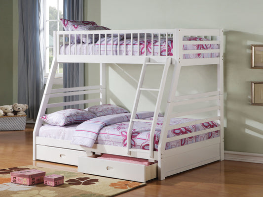 Jason - Twin / Full Bunk Bed With Storage - White