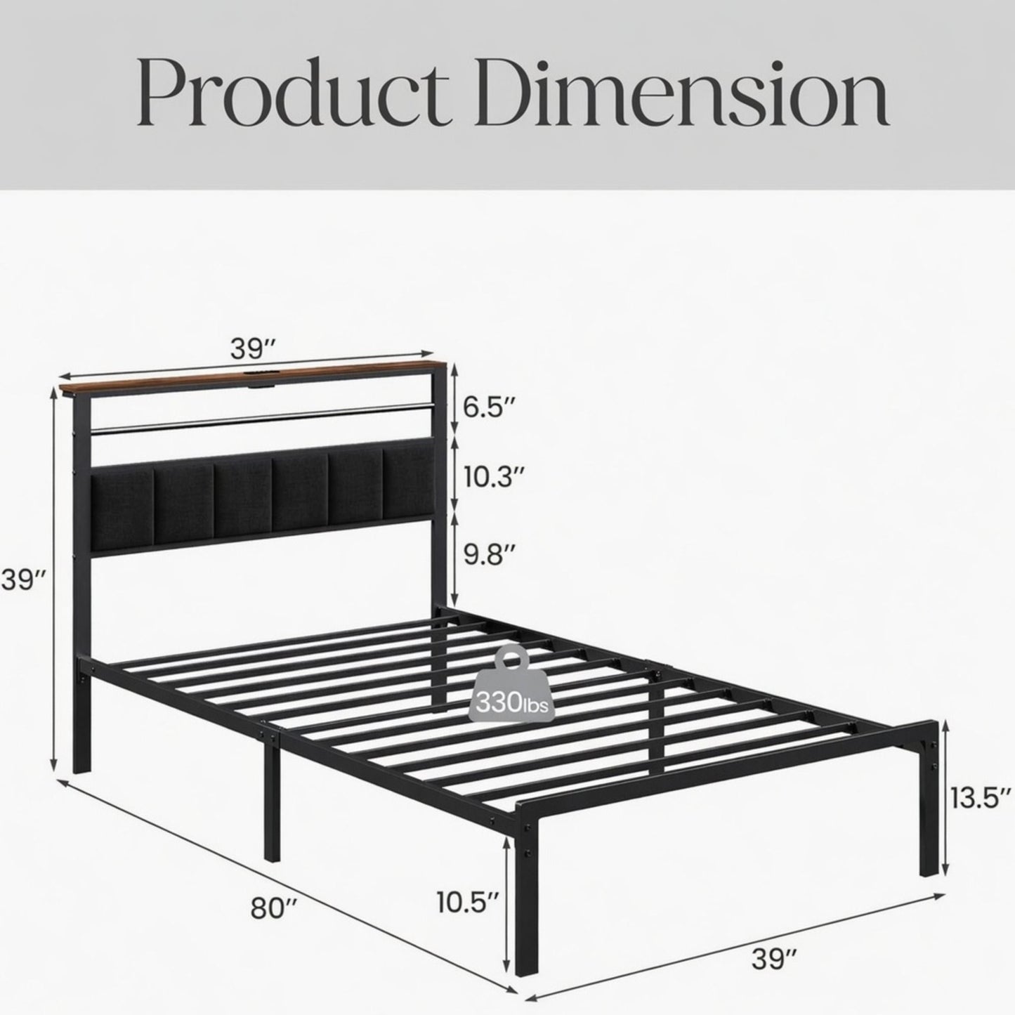 Platform Bed Frame With Charging Station & Headboard Storage