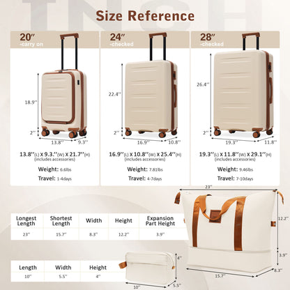 Hardside Luggage Set 5 Piece With Front Opening