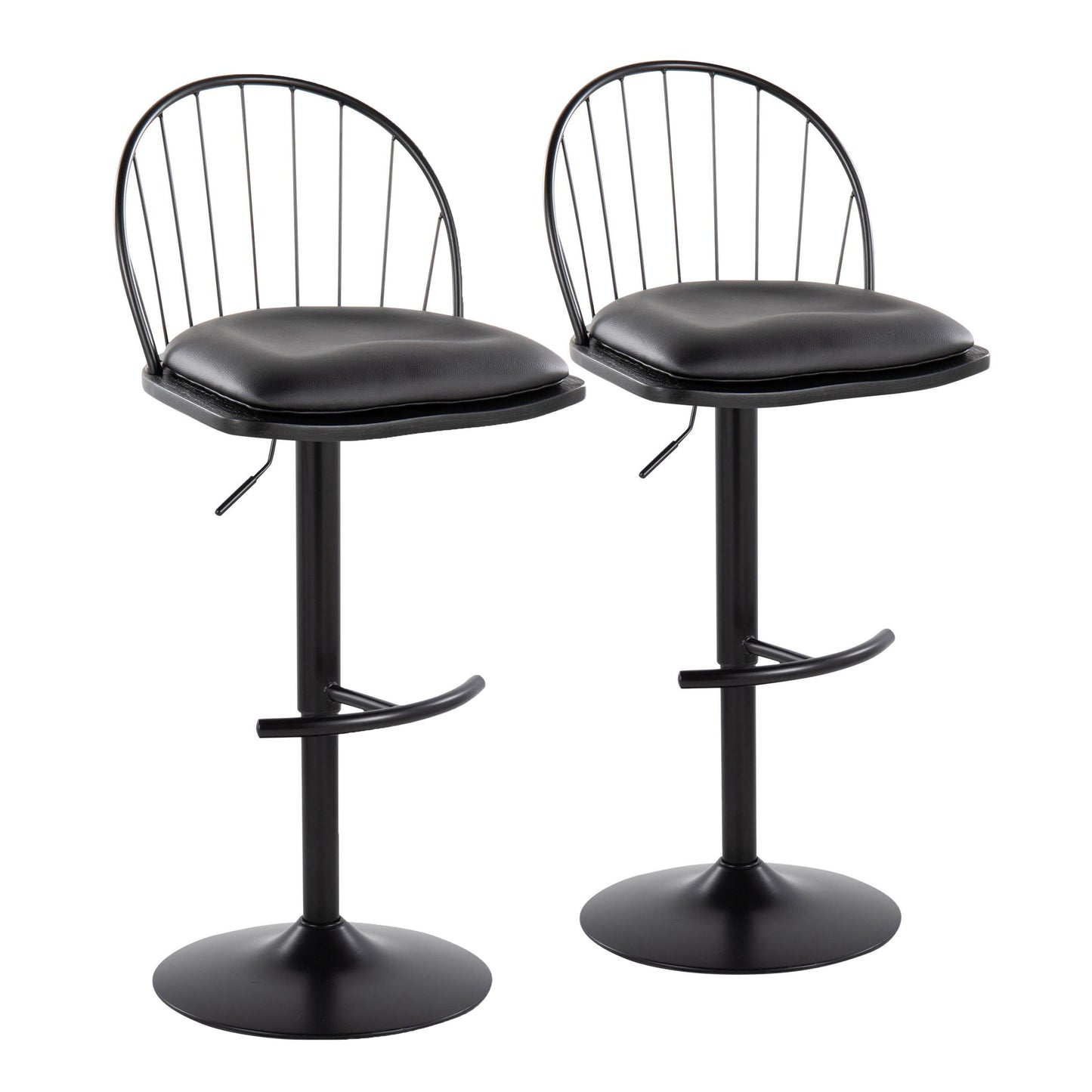 Riley - Farmhouse Adjustable Height Barstool With Swivel With Rounded T Footrest (Set of 2)