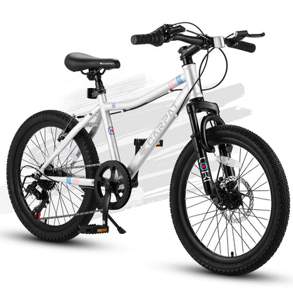 S20101 20" Kids' Bike, Boys Girls Mountain Bike Ages 8-12, 7 Speed Teenager Children Kids' Bicycles, Front Suspension Disc Brake Rear V-Brake, High Steel Frame