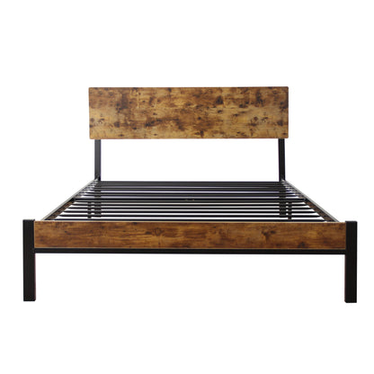 Modern Twin Size Metal Bed Frame Sturdy System Metal & Wood - Black