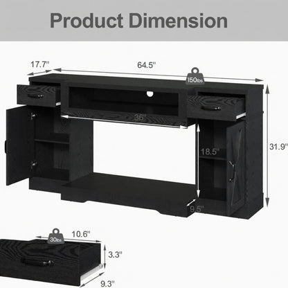 TV Stand With Adjustable Shelves & Double Doors