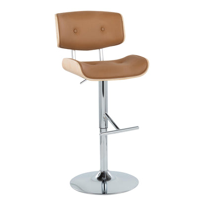 Lombardi - Contemporary Adjustable Barstool With Swivel With Straight T Footrest (Set of 2)