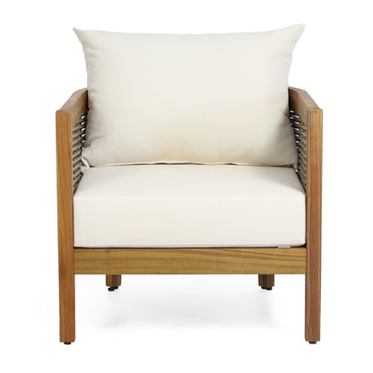 Outdoor Acacia Wood Club Chairs With Cushions