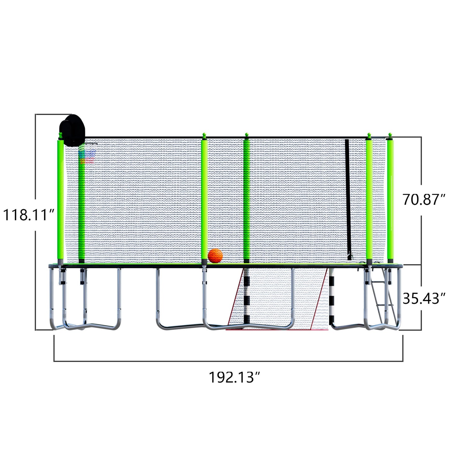 16Ft Trampoline With Basketball Hoop Pump And Ladder (Inner Safety Enclosure) With Soccer Goal