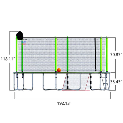 16Ft Trampoline With Basketball Hoop Pump And Ladder (Inner Safety Enclosure) With Soccer Goal