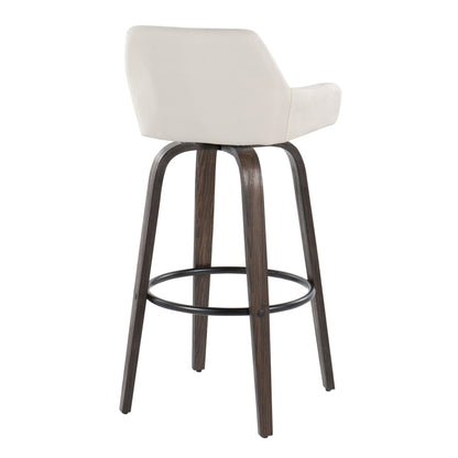 Daniella - Contemporary Fixed Height, Barstool With Swivel With Round Footrest (Set of 2)