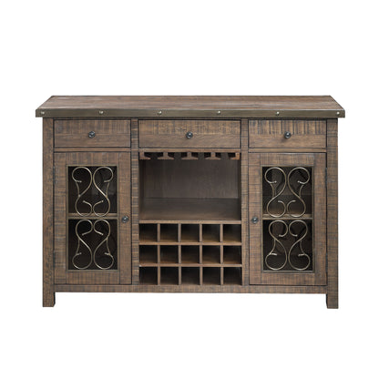 Raphaela - Server With Cup Holder & Wine Rack - Cherry