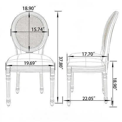 French Country Dining Chairs With Round Back (Set of 2)