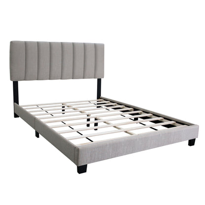 Queen Size Adjustable Headboard Upholstered Bed Frame The Combination Of Modern And Vintage Makes The Whole Visual Effect More Exquisite