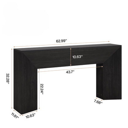 Extra Long Console Table Table Behind Couch For Hallway & Living - Black
