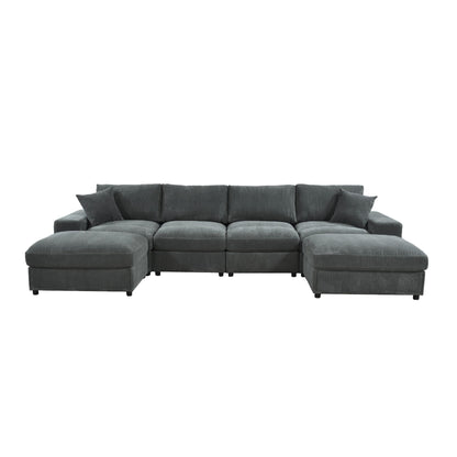 Sectional Sofa With 2 Ottomans And Toss Pillows