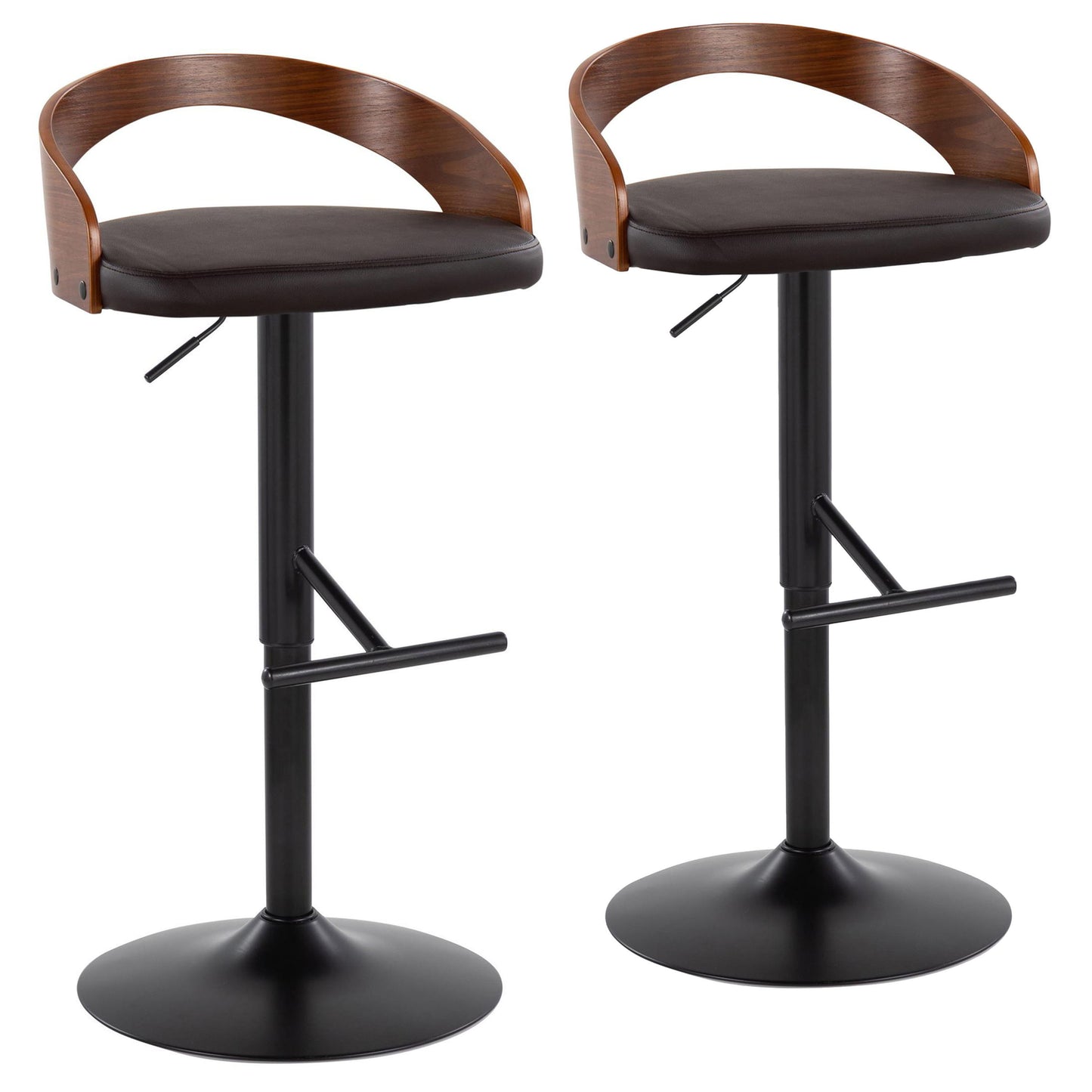 Grotto - Contemporary Adjustable Barstool & Swivel With Straight T Footrest (Set of 2)