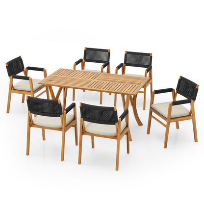 Outdoor Rustic Patio Acacia Bistro Set With Cushions
