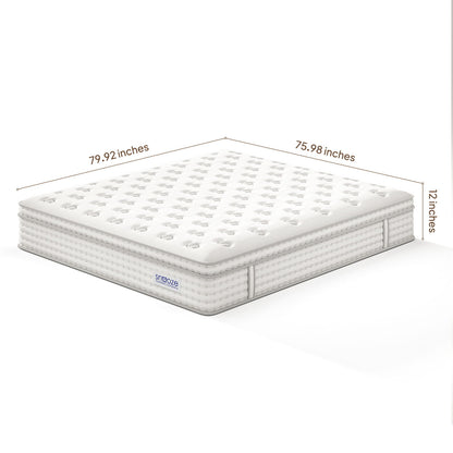 Snooze Mattress Company Atlas - 12" Euro Top Firm Hybrid Mattress With Independently Encased Coils & Gel Memory Foam