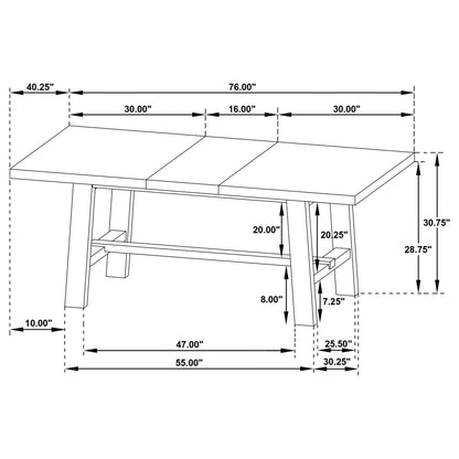 Extension Leaf Dining Table With Removable Leaf - Natural