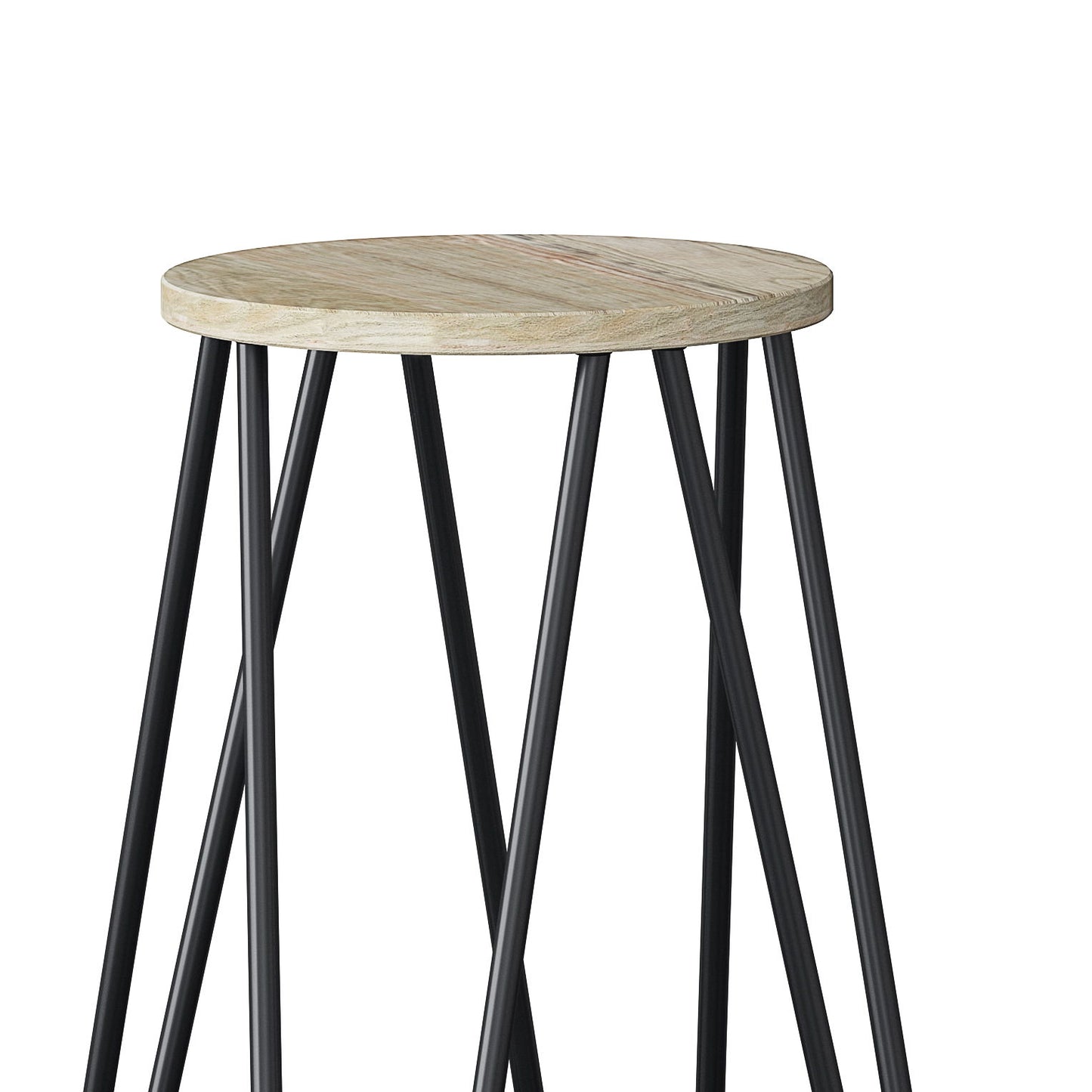 Simeon - Multifunctional Metal Stool With Wood Seat