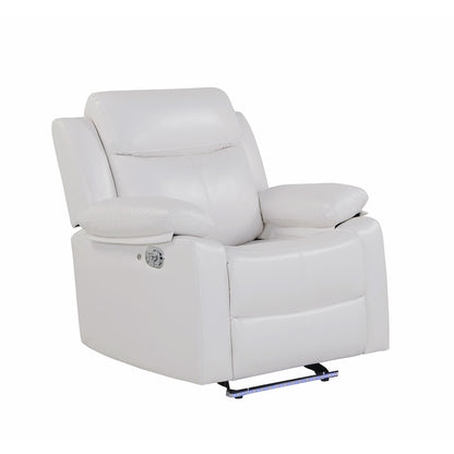 Blanche - Glider Recliner With LED Light In, Medium Firm Seating, Pillow Top Arms - White